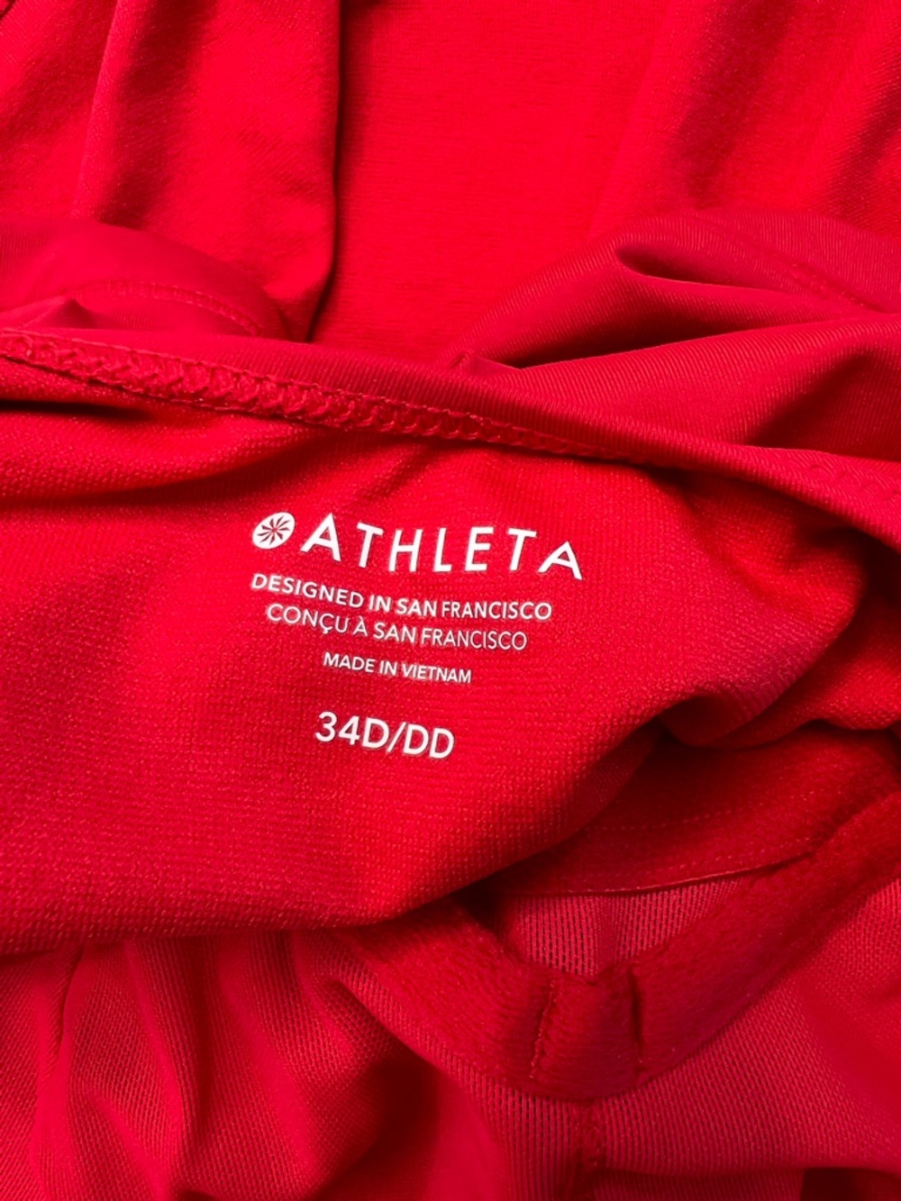 Athleta Maldives Bra Cup Tankini high neck 34D/DD cherry red - Picture 8 of 9